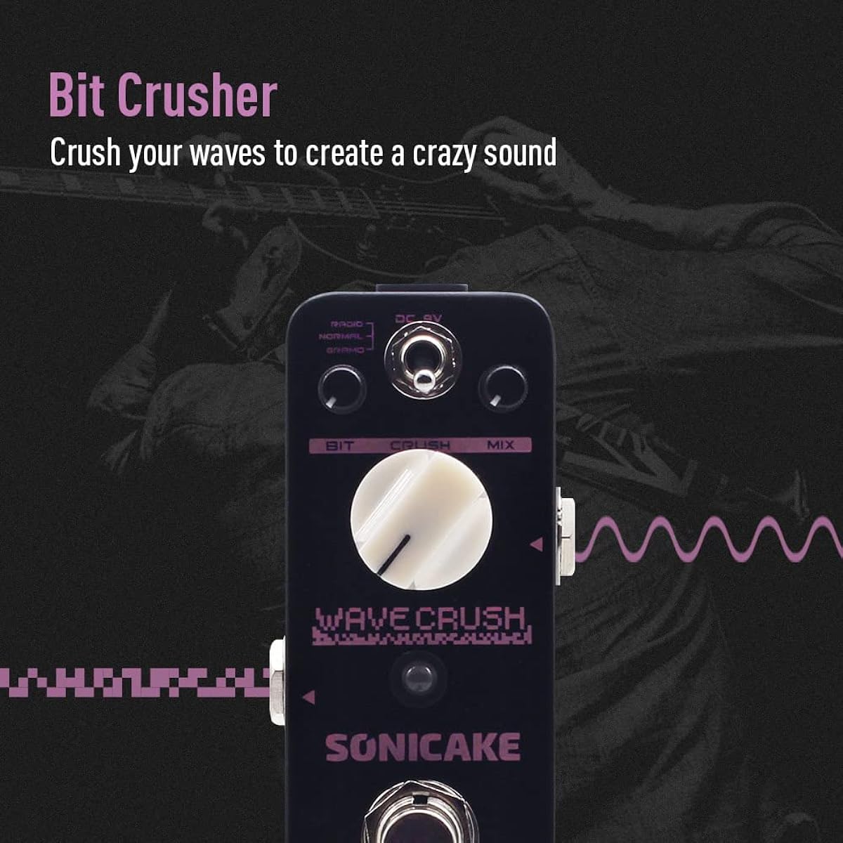 SONICAKE Digital Bit Crusher Sampling Rate Reducer Synth/Guitar/Bass Synthesizer LoFi Effect Pedal Wave Crush