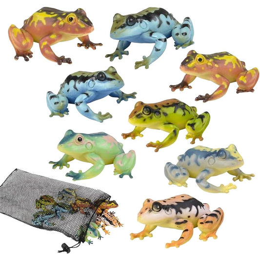 ArtCreativity Frog Figures Assorted in Mesh Bags, Set of 8 Frog Figurines, Assorted Colors, Bath Toys, Party Decorations, Party Favors for Boys and Girls