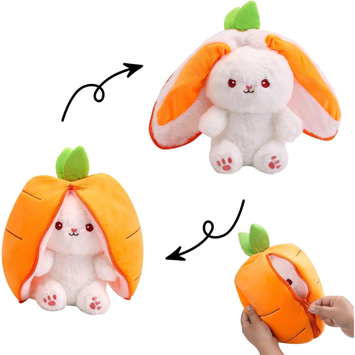 Irokasbar | Reversible Bunny Carrot Plush Toy | Bunny Plush Toy for Boys and Girls (Carrot, 7.87 inches)