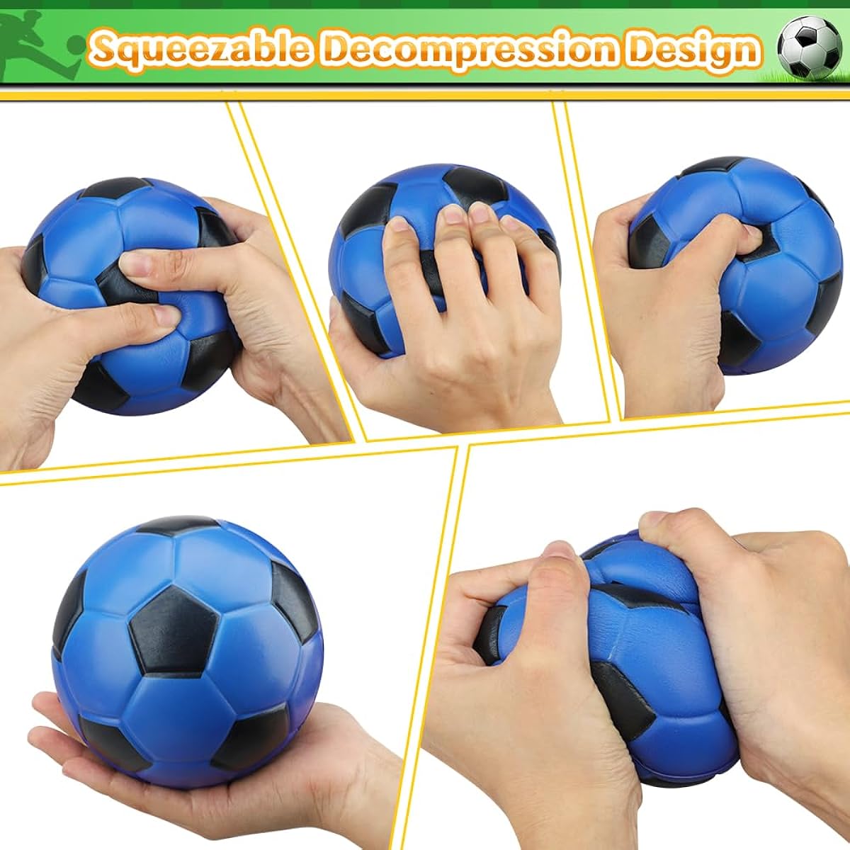 5" Foam Mini Soccer Balls for Kids Adults Soft Squishy Slow Rising Soccer Goal Toy Goal Set 3pcs Swimming Pool Beach Ball Indoor Outdoor Sports Gift (Rainbow)