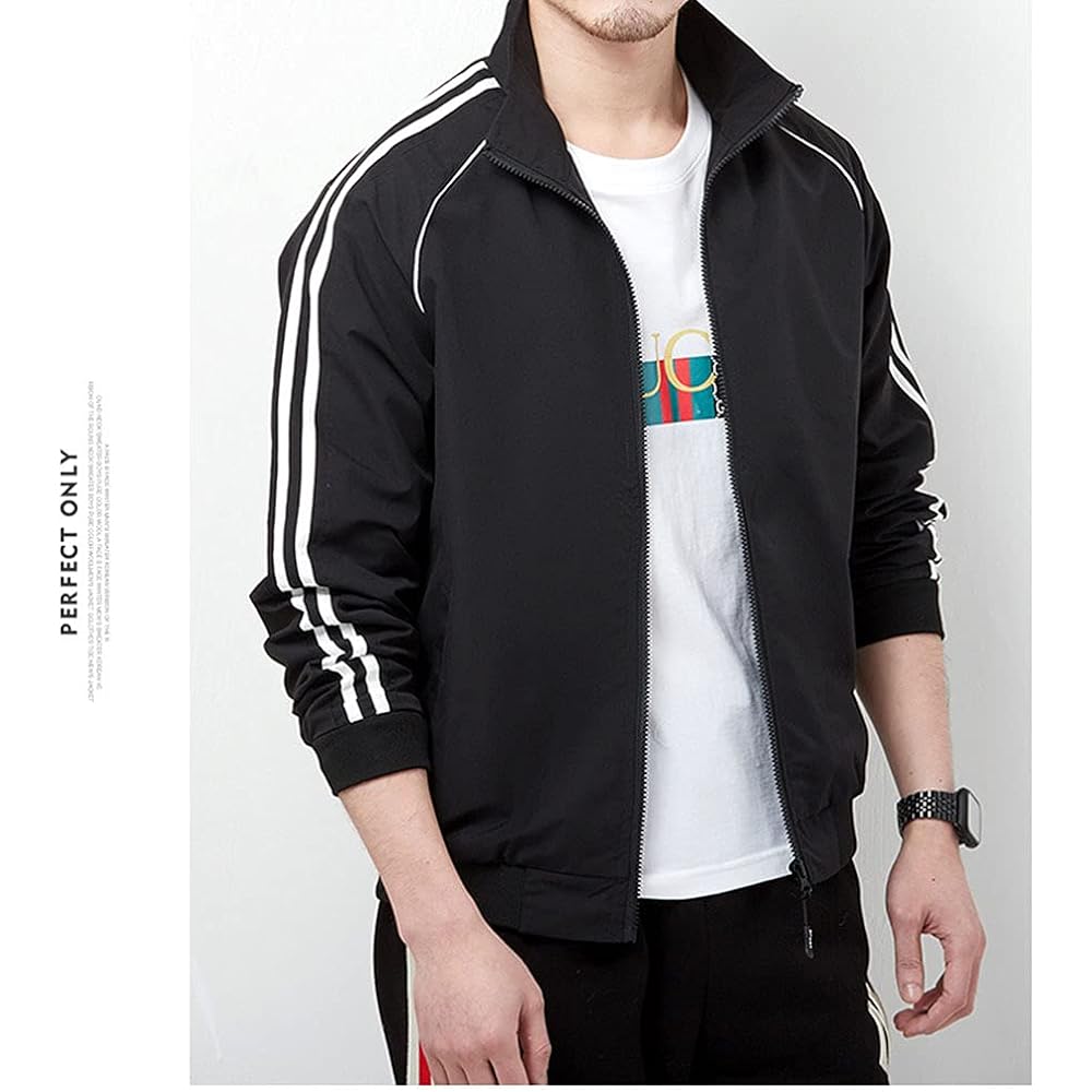[Butrends] Jersey Top Men's Raglan Sleeve Jacket Full Zip Jacket Jersey Top Club Activities Gym Loungewear
