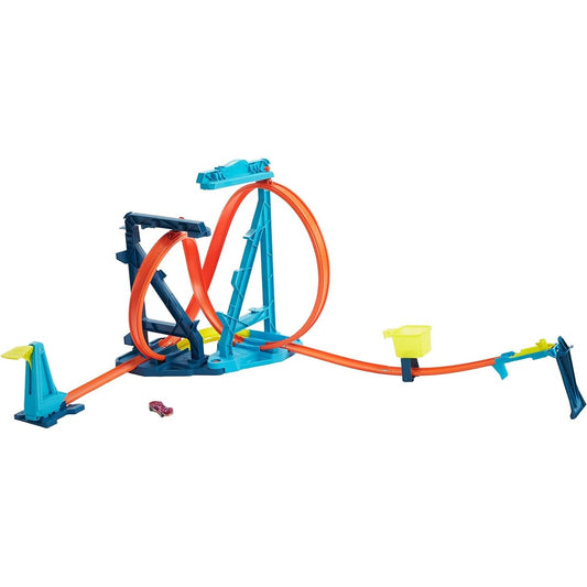 Track Builder Unlimited Infinity Loop Kit with Adjustable Set-Ups & Jump That Flips Cars into Catch Cup for Kids 6 to 12 Years Old with One 1:64 Scale Hot Wheels Vehicle