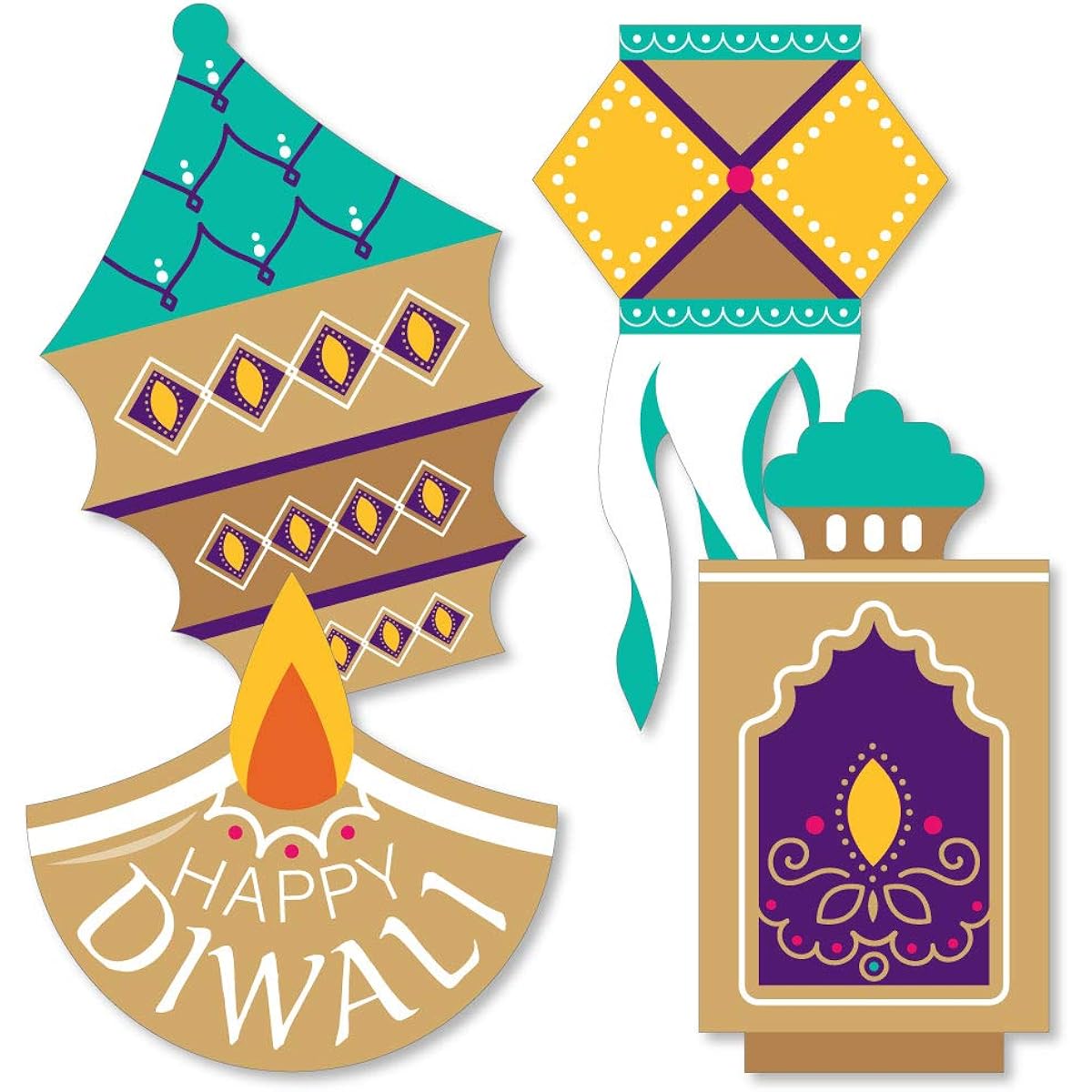 Big Dot of Happiness Happy Diwali Diya Candles and Lanterns Decorations DIY Festival Party Essentials Set of 20