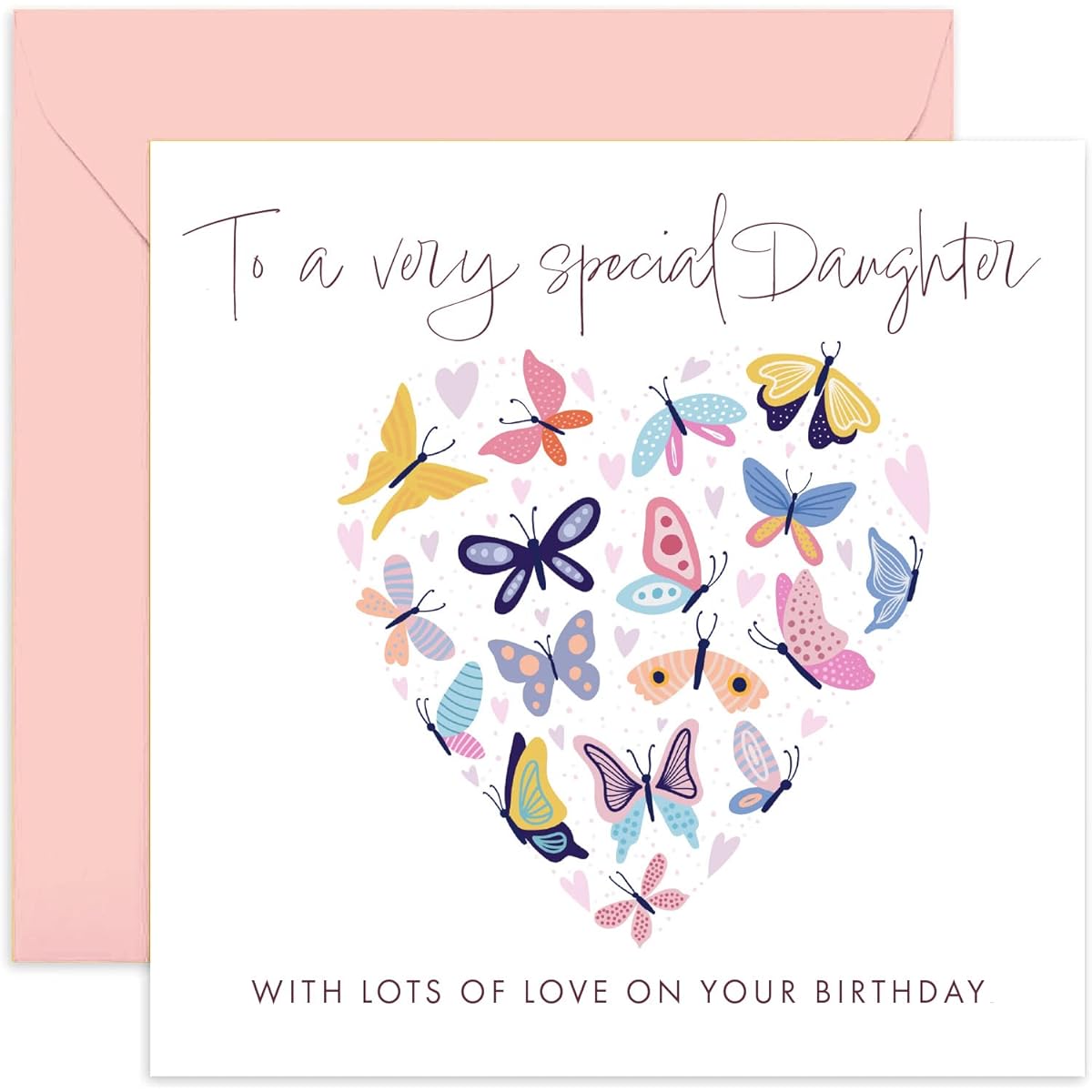 Old English Co. Butterfly Heart Special Daughter Birthday Card - 18th, 30th, 40th, 50th Daughter Adult Female Birthday Card | Birthday Card for Women | Blank Inside & Envelope Included