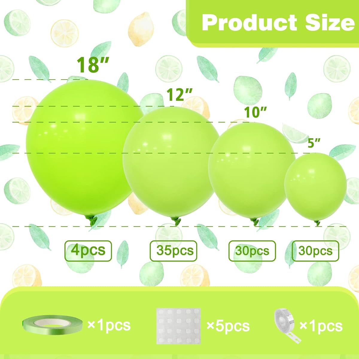 Lime Green Balloons 106pcs Light Green Balloons Garland Arch Kit Different Size 5 10 12 18inch Balloons for Boys Birthday St. Patrick's Day Christmas Dinosaur Jungle Forest Safari Party Decorations