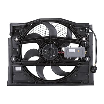 TYC 611190 BMW 3 Series Replacement Condenser Cooling Fan Assembly (E46 Model Clutch Radiator Fan) Black