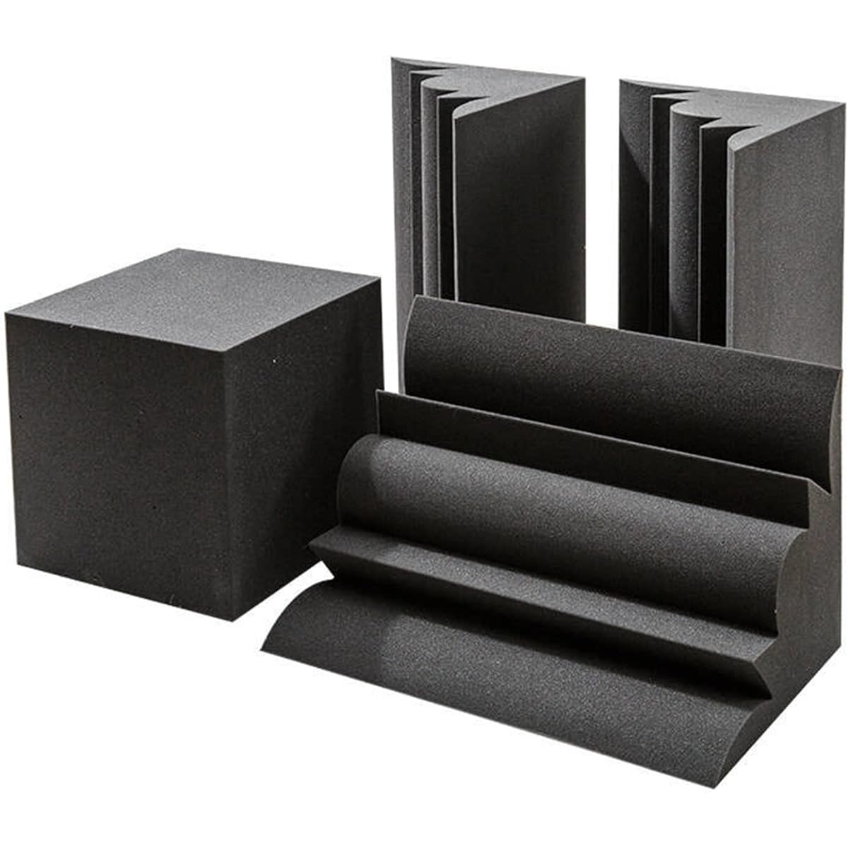 Black Bass Trap Soundproof Foam, Corner Sound Absorbing Cotton High Density Noise Reduction Acoustic Panel for Home Studio Sound Recording (Black 30*30*30CM) (Black 1 Set)