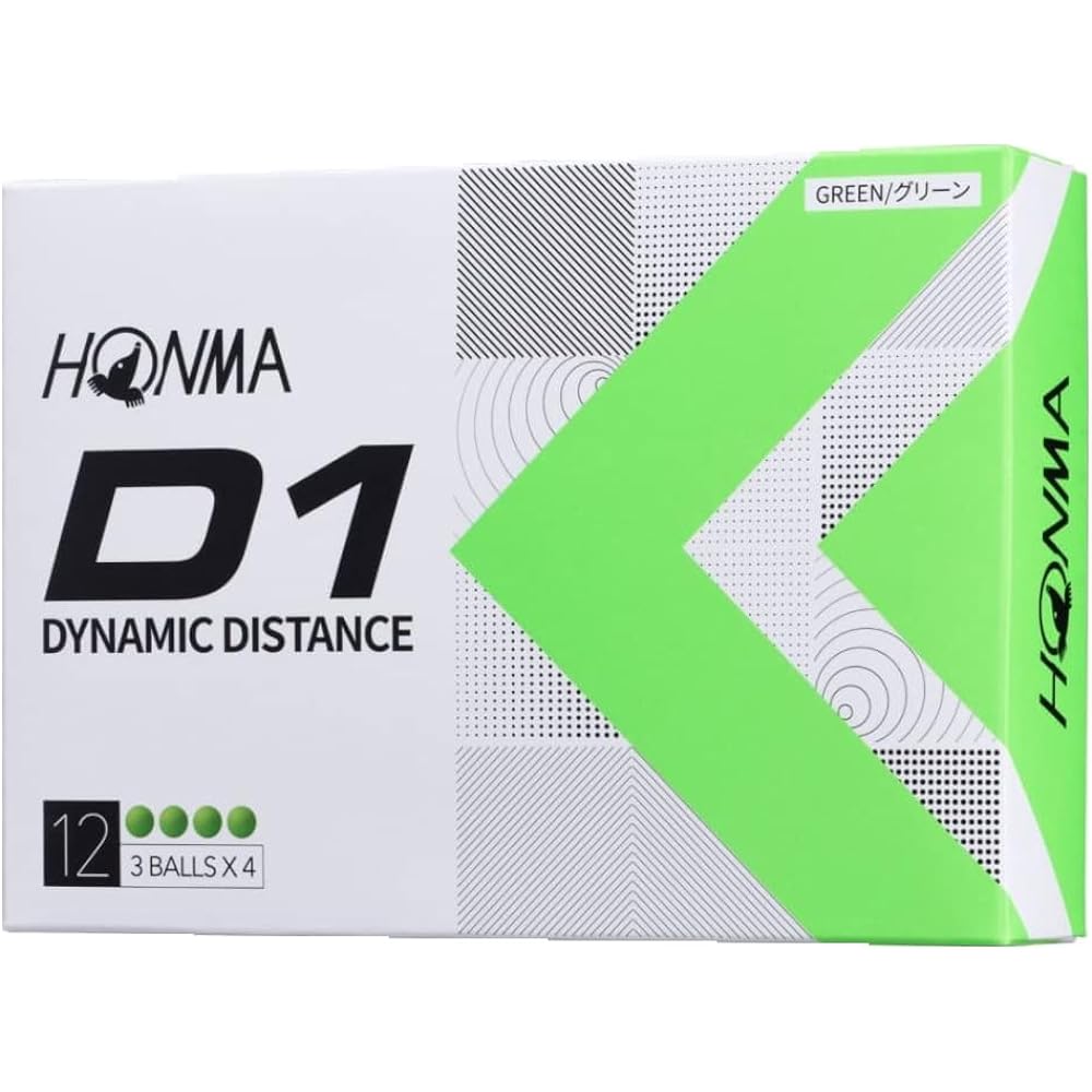 Honma Golf HONMA D1 Golf Ball 5 Dozen Set (60 Balls) BT2201 2022 Model Flying Distance Color: Green