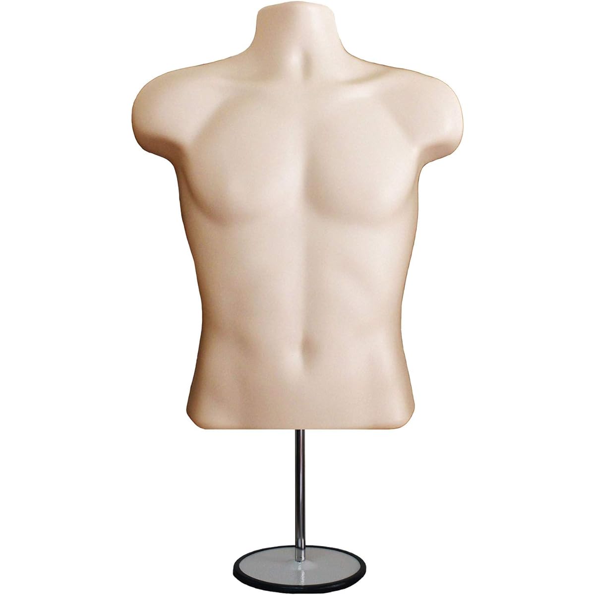 Flesh Male Mannequin Hollow Back Body Torso Set with Metal Stand, Metal Pole & Hanging Hook, Small Size (10 Pack)