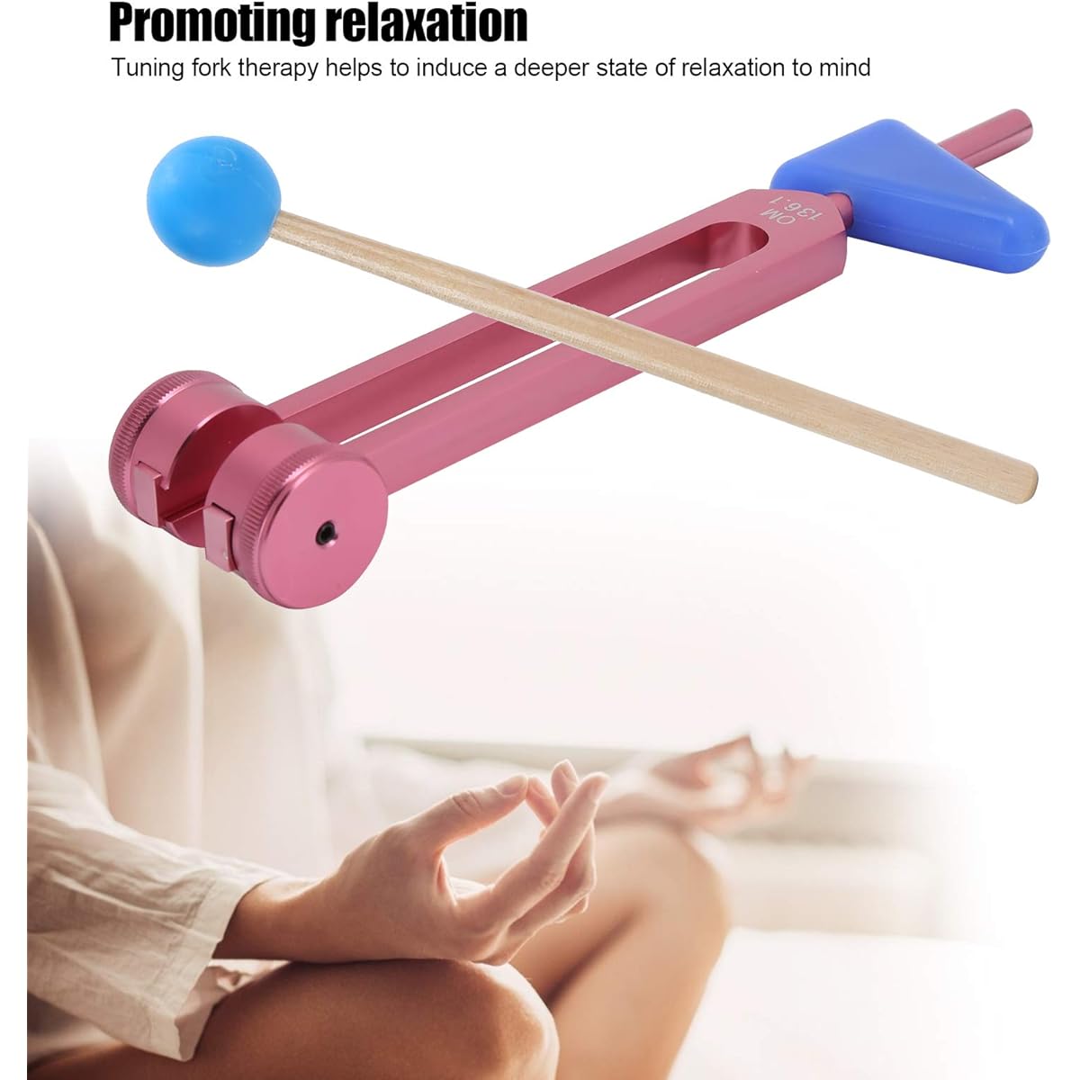 Tuning Fork Set OM 136.1HZ Aluminum Alloy Tuning Fork Sound Healing Therapy Tuning Fork with Hammer & Storage Bag for Meditation/Yoga etc. Rose Pink