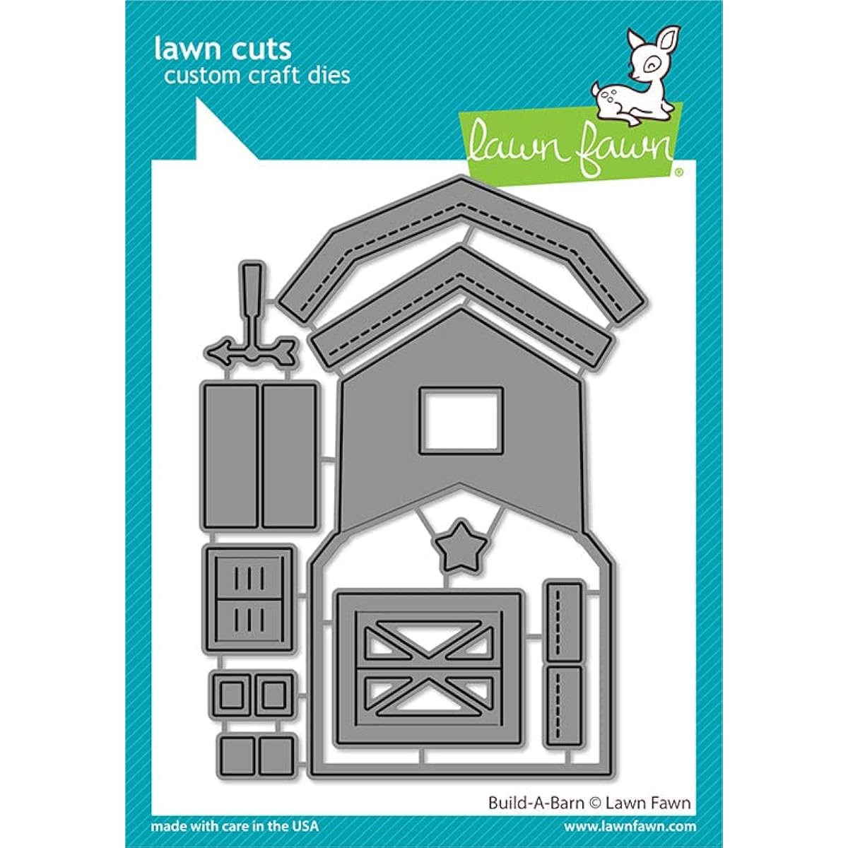 Lawn Fawn Build-A-Barn Die, Little Farm Stamps & Dies, Reveal Wheel Add-Ons & Templates - 5 Item Bundle