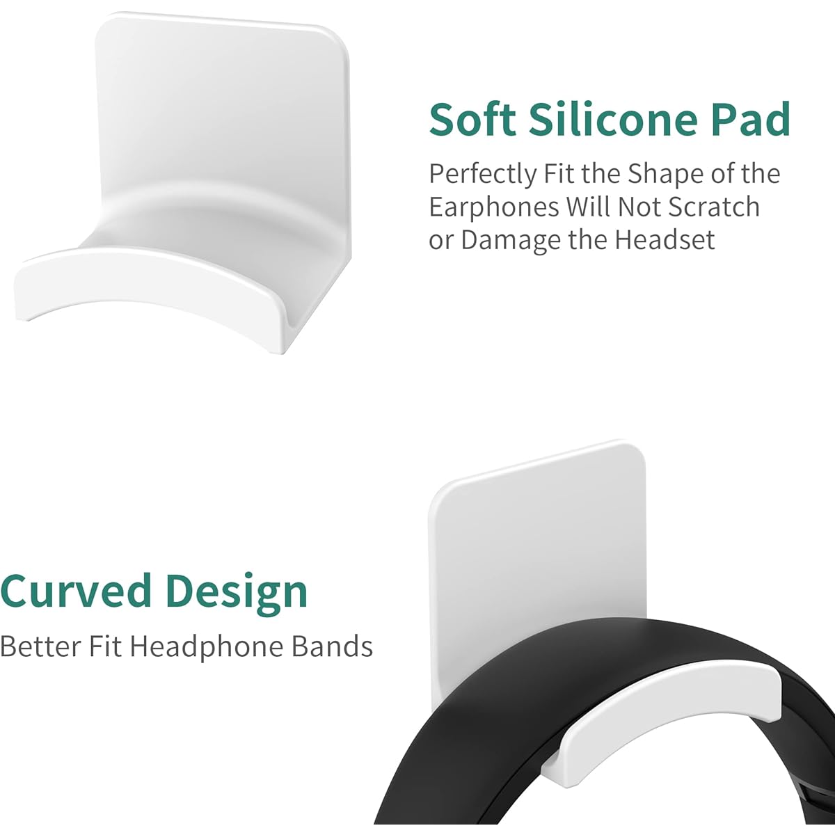 HomeMount Headphone Stand Headset Holder - Adhesive Gaming Headphone Hanger Hook Desk Mount Fits Most Headphones & Controllers (White)