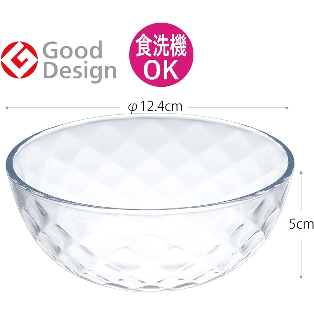 Toyo Sasaki Glass Medium Bowl Refle Ball 12 Made in Japan Dishwasher Safe (Sold in Case) Clear Approx. φ12.4 x 5.0cm, Maximum Diameter Approx. 12.4cm, 48 pieces P-50323-JAN