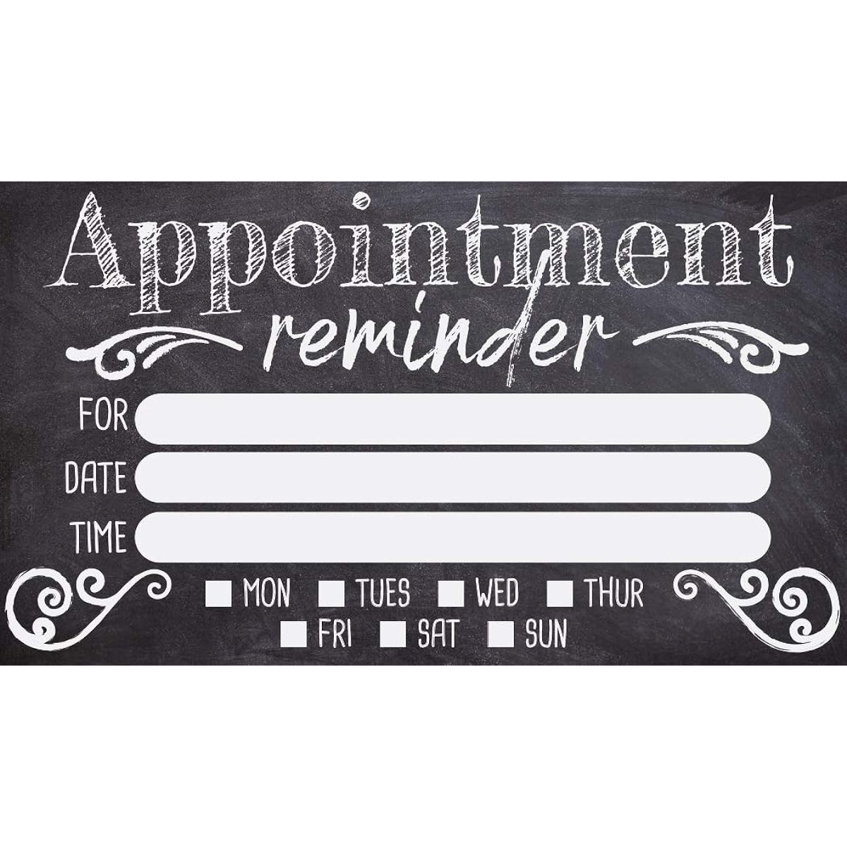 Appointment Chalkboard - Set of 50 Coupon Cards - Blank Appointment Card Stationery - Perfect Reminder Card for Salons, Spas, and Doctoral Offices