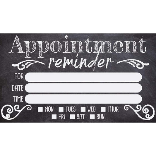 Appointment Chalkboard - Set of 50 Coupon Cards - Blank Appointment Card Stationery - Perfect Reminder Card for Salons, Spas, and Doctoral Offices