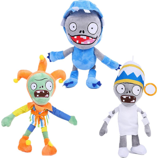 3 Piece Plant VS Zombie Plush Set Toy Stuffed Soft PVZ Figure Doll Clown Zombie, Cylindrical Zombie, Dolphin Rider Zombie, Great Gift for Christmas, Birthday