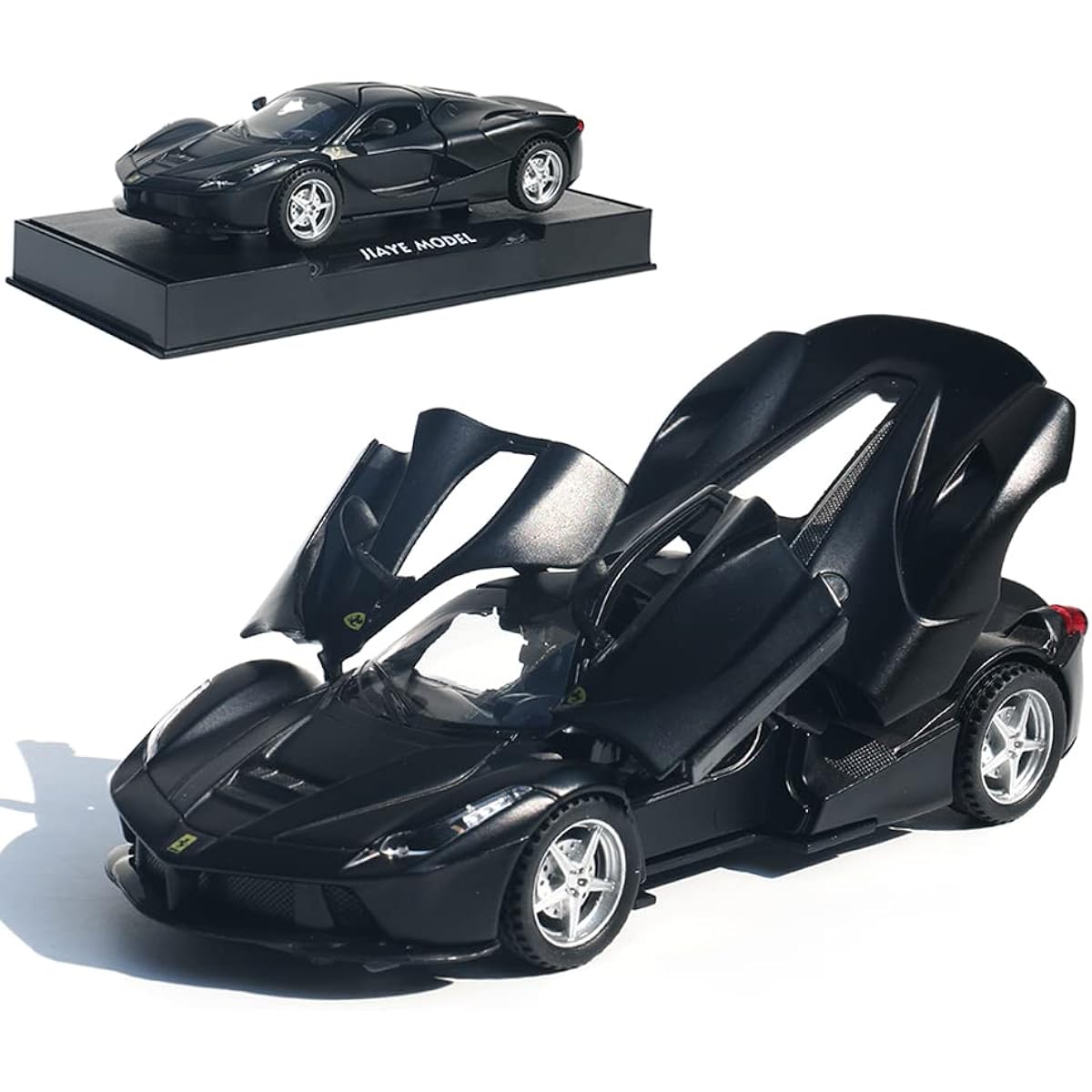 1:32 Ferrari Sports Car Race Car Model Toys Kids Boys Girls Adults Idea Gift Pull Back Toy Car Alloy Diecast Car with Sound & Light for LaFerrari Enthusiasts and Kids (Black)