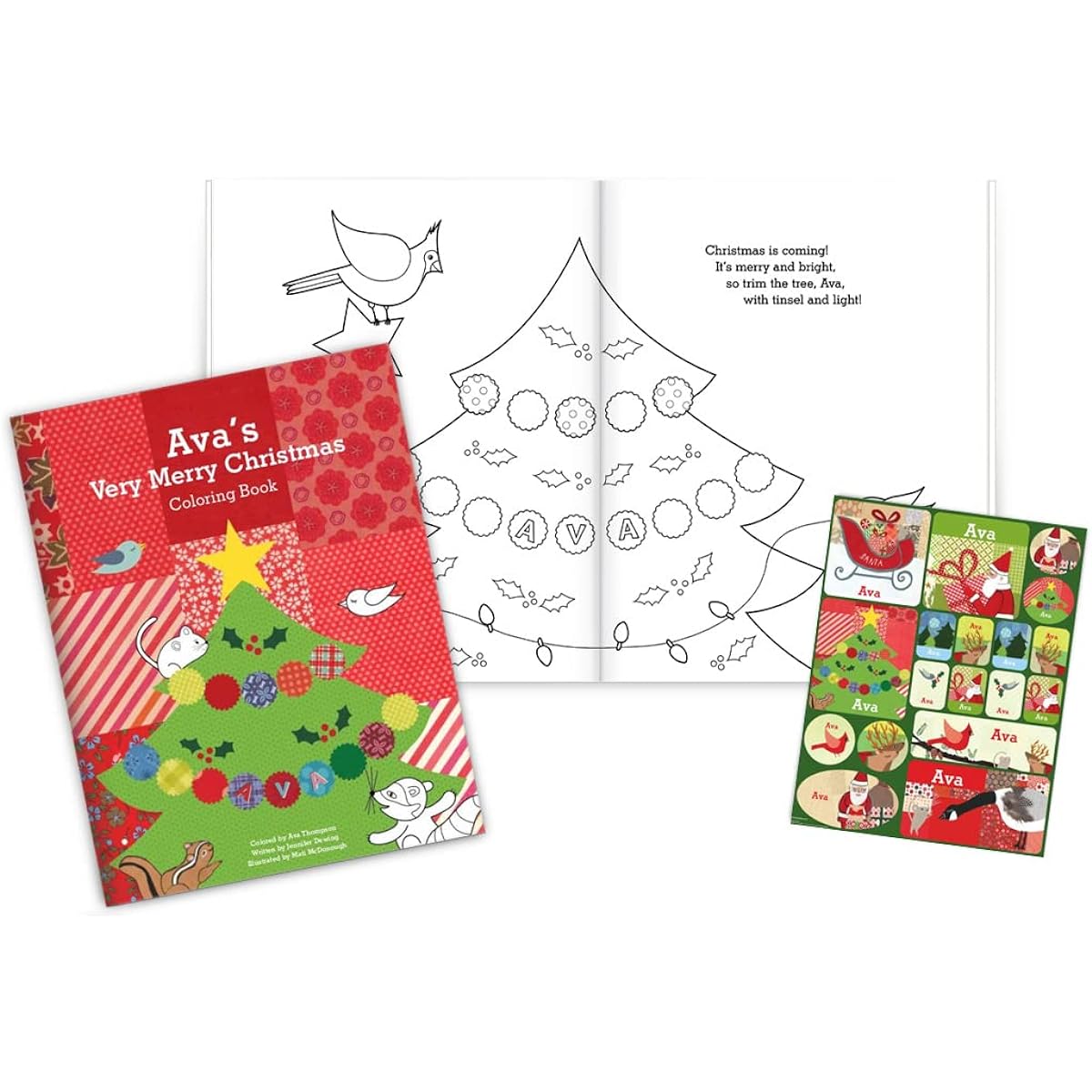 Coloring book and sticker sheet for children, gift set (Christmas)