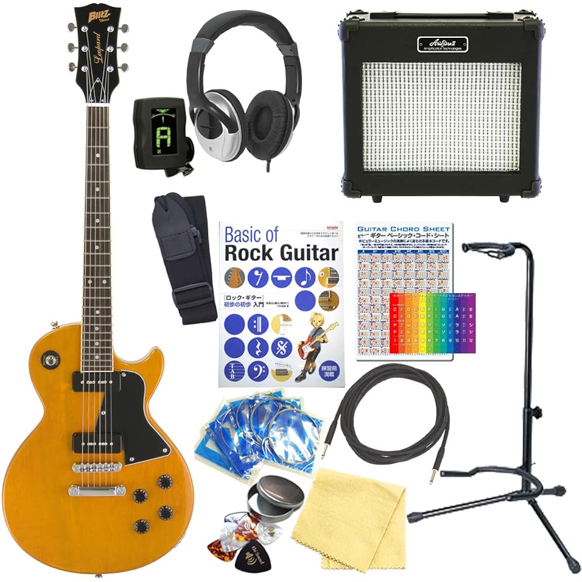 Electric Guitar Beginner Set Les Paul Special Type 15-piece Set Blitz BLP-SPL YL