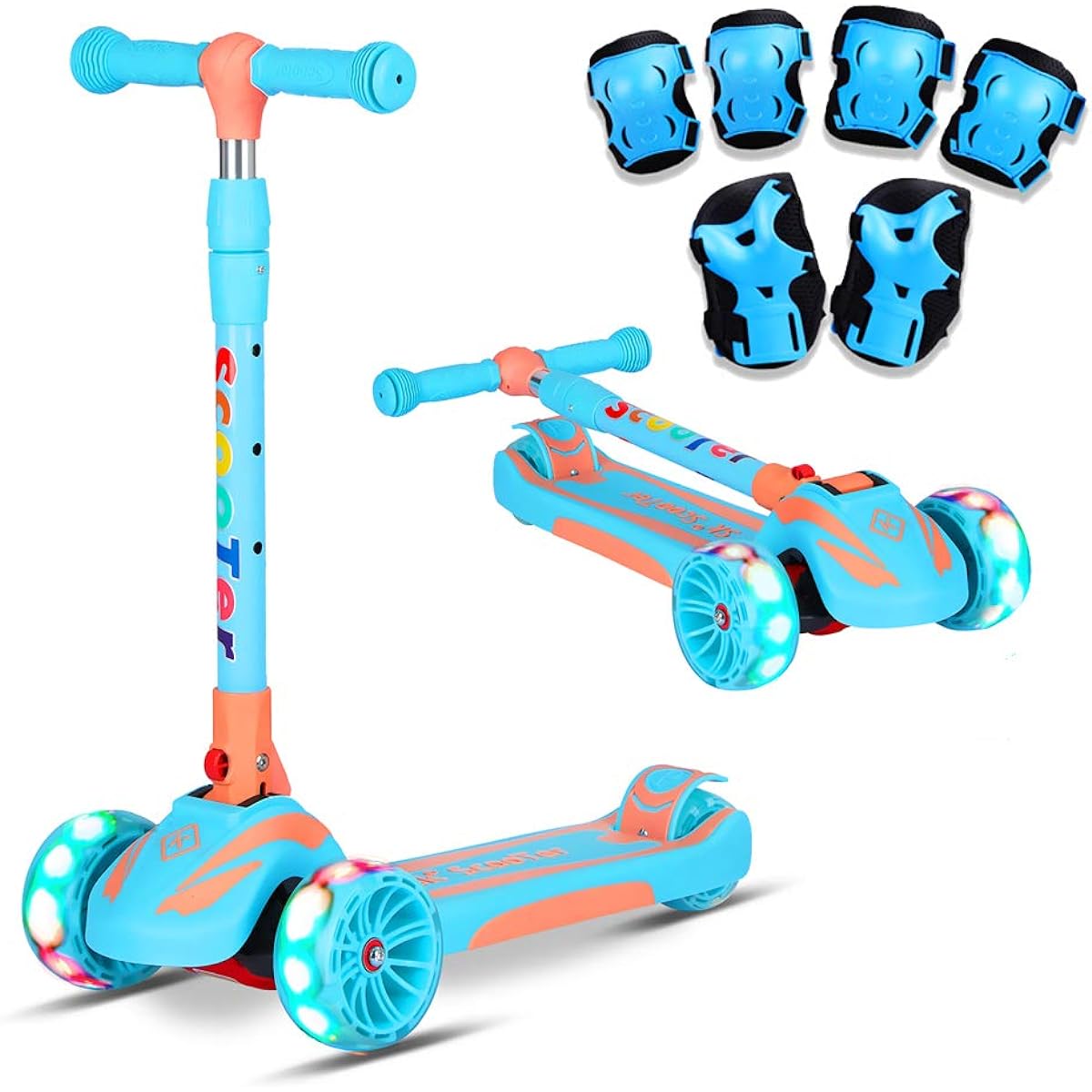 K-Speed 3 Wheel Kick Scooter for Kids Toddlers Girls Boys Adjustable Height Wide PU LED Flashing Wheels for Ages 2-8