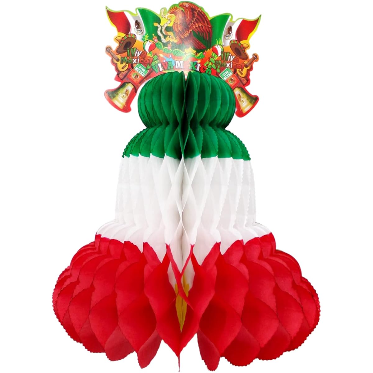 Viva la Mexico Red, Green and White Fiesta Tissue Paper Bells Hanging Decorations Mexican Themed Party Decorations 17 x 14 Inch