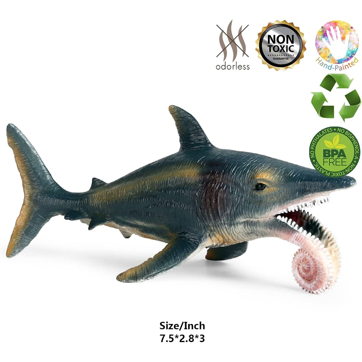 COYKA Helicoprion Action Figure Spiral Tooth Shark Toy Prehistoric Sea Creature Blue 7.5"