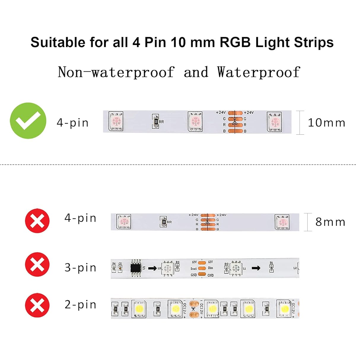 SUPERNIGHT 4 Pin LED Connector 10mm Wide Right Angle T-Shape Solderless Adapter Terminal Extension for 5050 3528 RGB LED Strip Light
