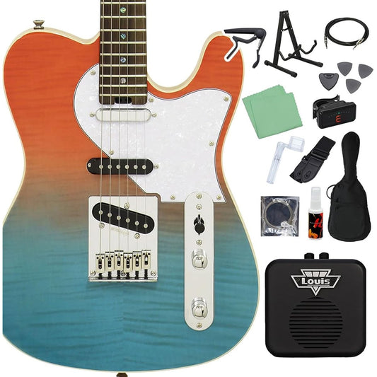 AriaProII 615-AE200LTD HR Electric Guitar Beginner 14-piece Set [With Mini Amplifier] Telecaster Type 3PU Horizon Red AriaPro II