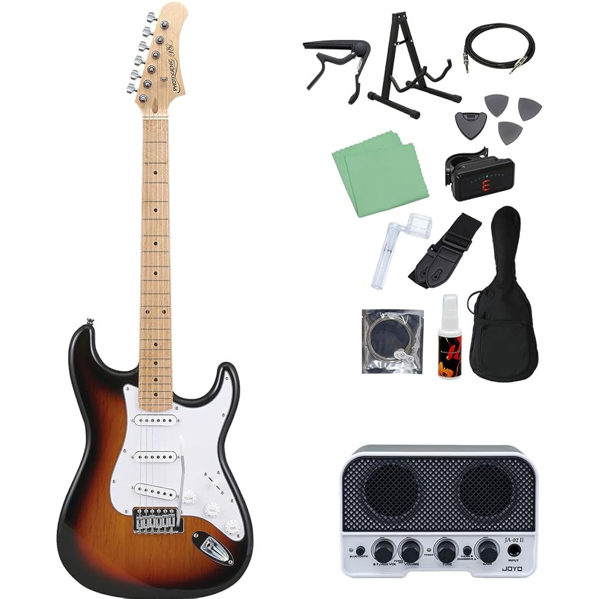 Photogenic ST-180M SB Electric Guitar Beginner 14-piece Set [Includes Bluetooth Mini Amplifier] Stratocaster Type Photogenic