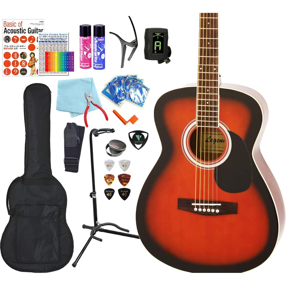 Acoustic guitar beginner 18-piece set Legend FG-15 Acoustic guitar beginner BS [98765]