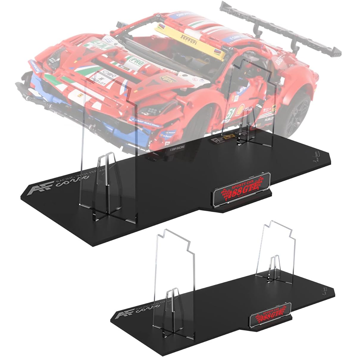 Vaodest Acrylic Display Stand for Lego Technic Ferrari 488 GET 42125 Set, 5mm Transparent Clear Display Holder Compatible with Lego Ferrari 488 GET 42125 (Display Stand Only, Not Lego Set)