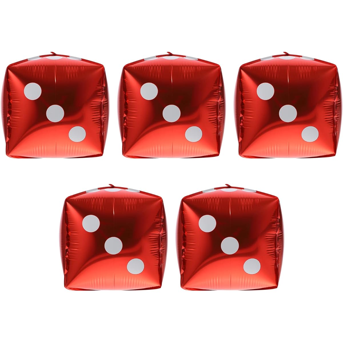 STOBOK Cube Dice Foil Balloons 5 Pieces Red Square Balloons Aluminum Foil Balloons for Las Vegas Party Casino Theme Night Birthday Party Decoration Supplies