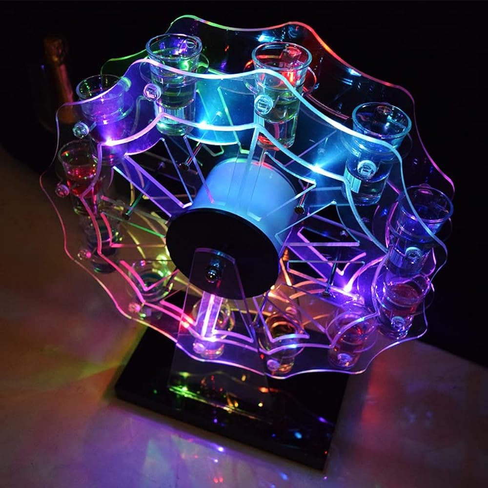 Tequila Ferris Wheel LED Liquor Bottle Display Shelf Ferris Wheel Wine Rack Liquor Glass Stand Rechargeable Automatic Color Change Birthday Christmas Nightclub Party Restaurant New Year's Party Drinking Party Year-end Party Gift Bar Hotel LED Liquor Shel