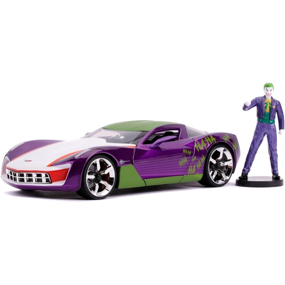 JADA TOYS Mini Car 1/24 Size HWR DC Bombshells 2009 Corvette Stingray Concept W/Joker