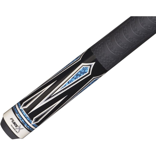 Purex HXT62 Midnight Black Graphic Turquoise/White Drop Diamond Technology Pool Cue with Mz Multi-Zone Grip