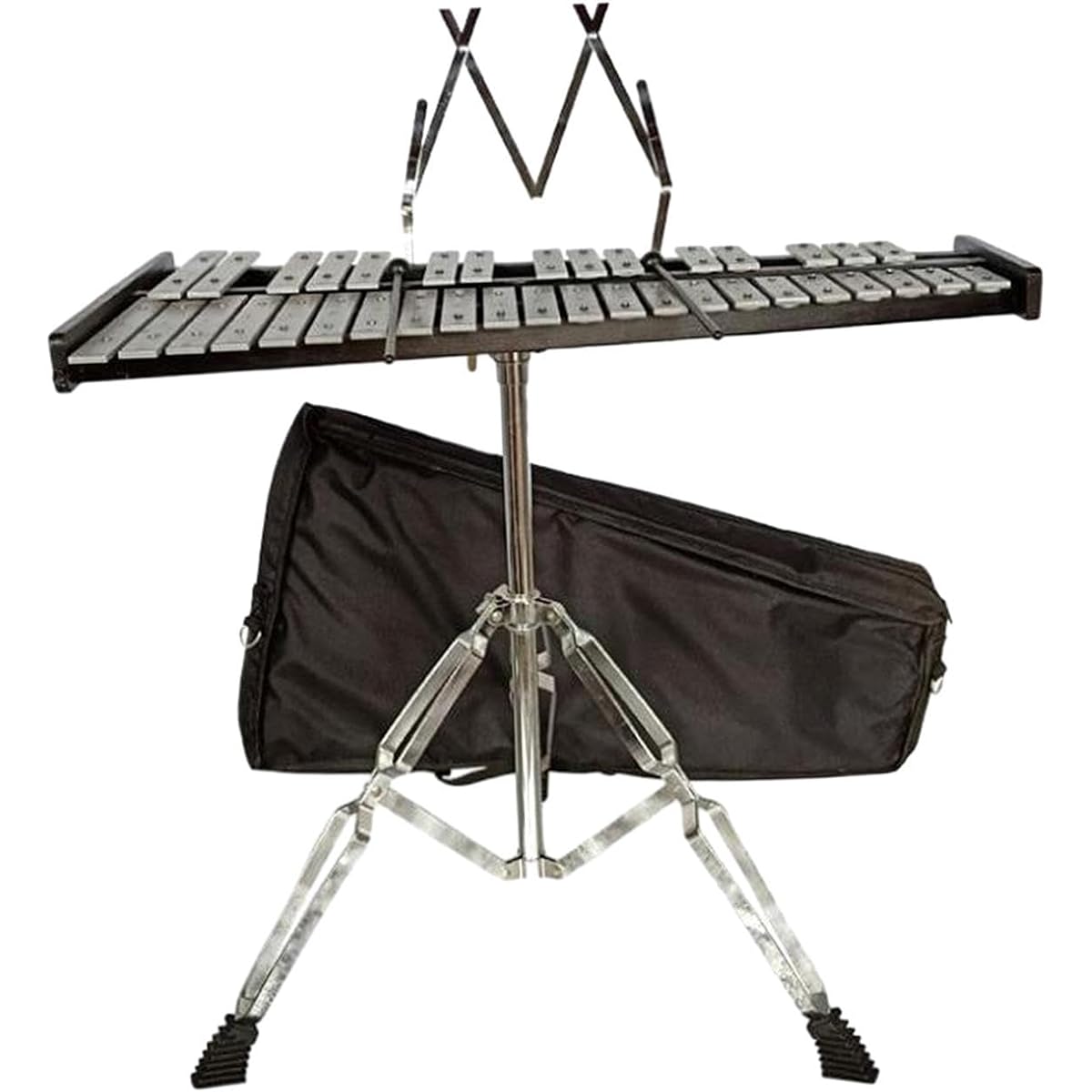 Dickly Professional 37 Notes Glockenspiel with Adjustable Stand Lighting Musical Instrument Metal Xylophone Bells for Boys Girls, Music Stand Included