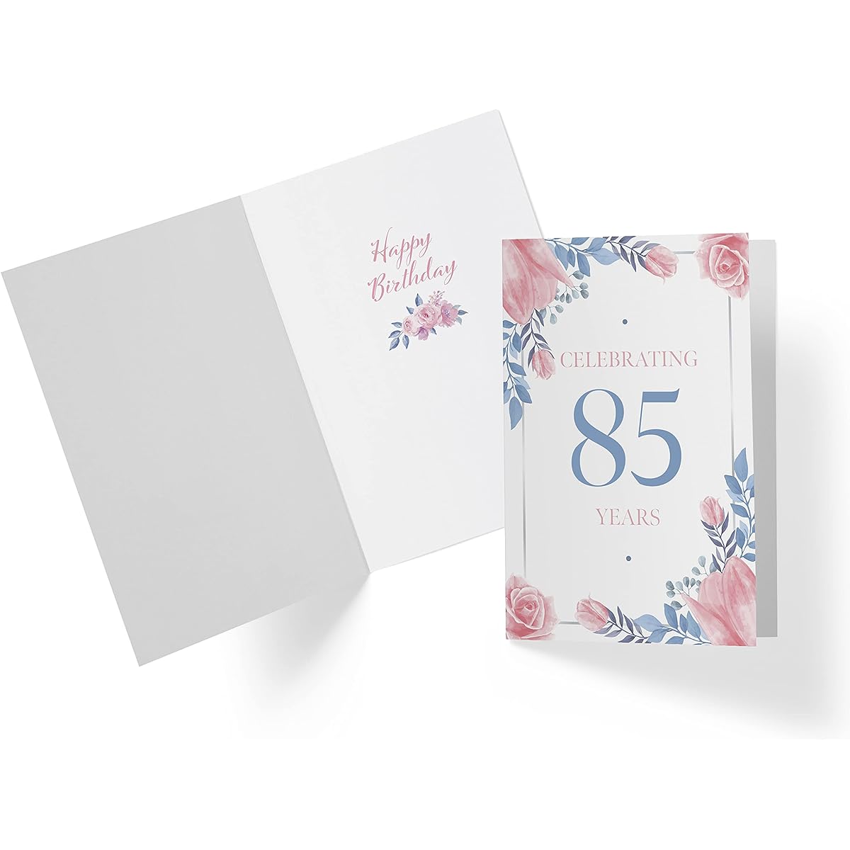 85th Birthday Card - Blue and Rose Flowers 85th Anniversary Card for Sister/Mother/Grandmother/Aunt/Wife/Girlfriend - 85th Birthday Card - 85th Birthday Card - Includes Envelope