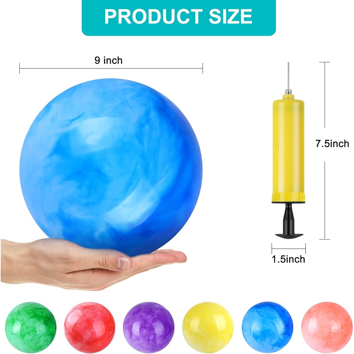 GCQJOQ 12pcs 9inch Marble Bouncy Ball Kickball Inflatable Sensory Ball Beach School Playground Indoor/Outdoor Play Ball