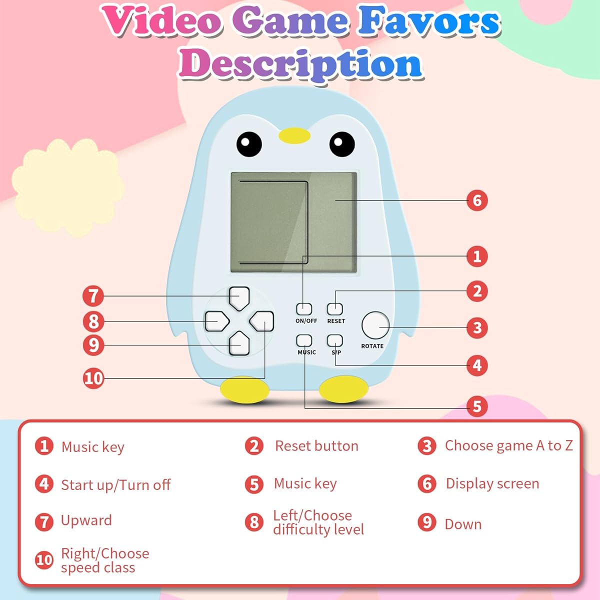 DJMUMU 16pcs Video Game Party Favors, Video Game Keychains, 6 Colors, Gamer Kids Party Favors, Bulk Party Supplies, Kids/Classroom Giveaways
