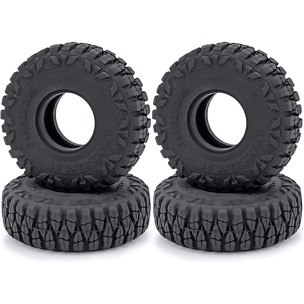 MOHERO 4pcs 1 inch Mud Grappler Rubber Tire 1.0 Wheel Tire 62*22mm for Axial SCX24 90081 AXI0001 002 004 005 006 RC Crawler Car (B Style)