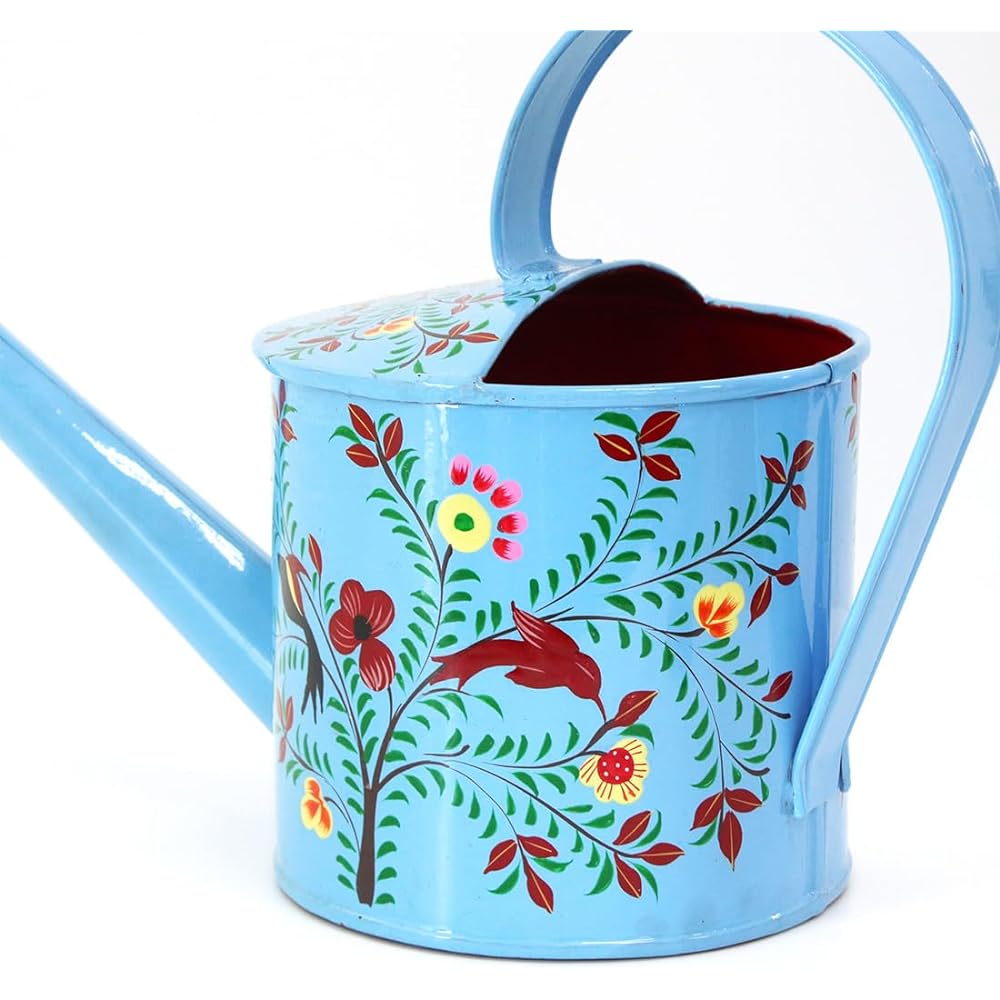 Kashmir Paint Iron Watering Can Turquoise