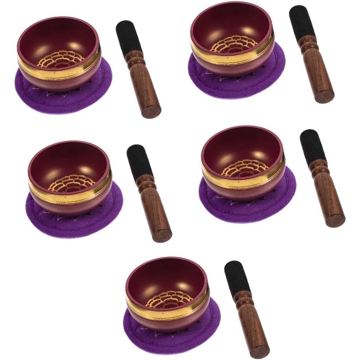 VICASKY Set of 5 Buddha Sound Bowls Meditation Bowl Accessories Ring Accessories Sound Bowl Buddha Singing Bowl Cushion Singing Bowl Holder Singing Bowl Male