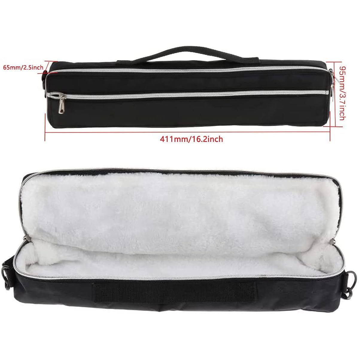 Jiayouy C Foot Flute Case Cover Bag Carry Handle with Shoulder Strap Solid Wood Flute Case Box for 16 Hole Flute