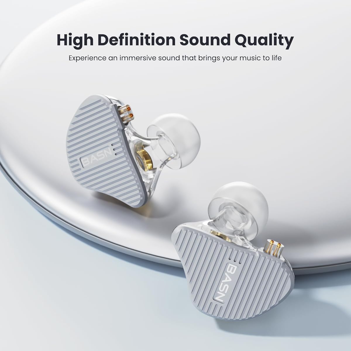 BASN Mix-PD In-Ear Monitors with 1 Planar Driver + 1 Dynamic Driver Dual Driver Hi-fi IEM Earphones CNC Machined Metal Cover Wired 0.78mm 2 Pin Detachable Cable for Musicians Silver