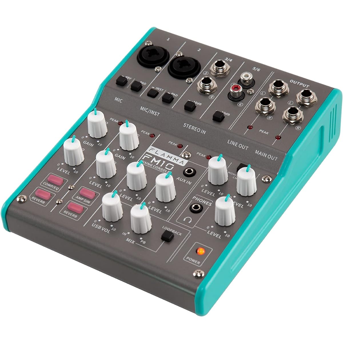 FLAMMA FM10 Portable 6 Channel Mixing Console Multipurpose Audio Mixer and Interface for Recording Live Streaming