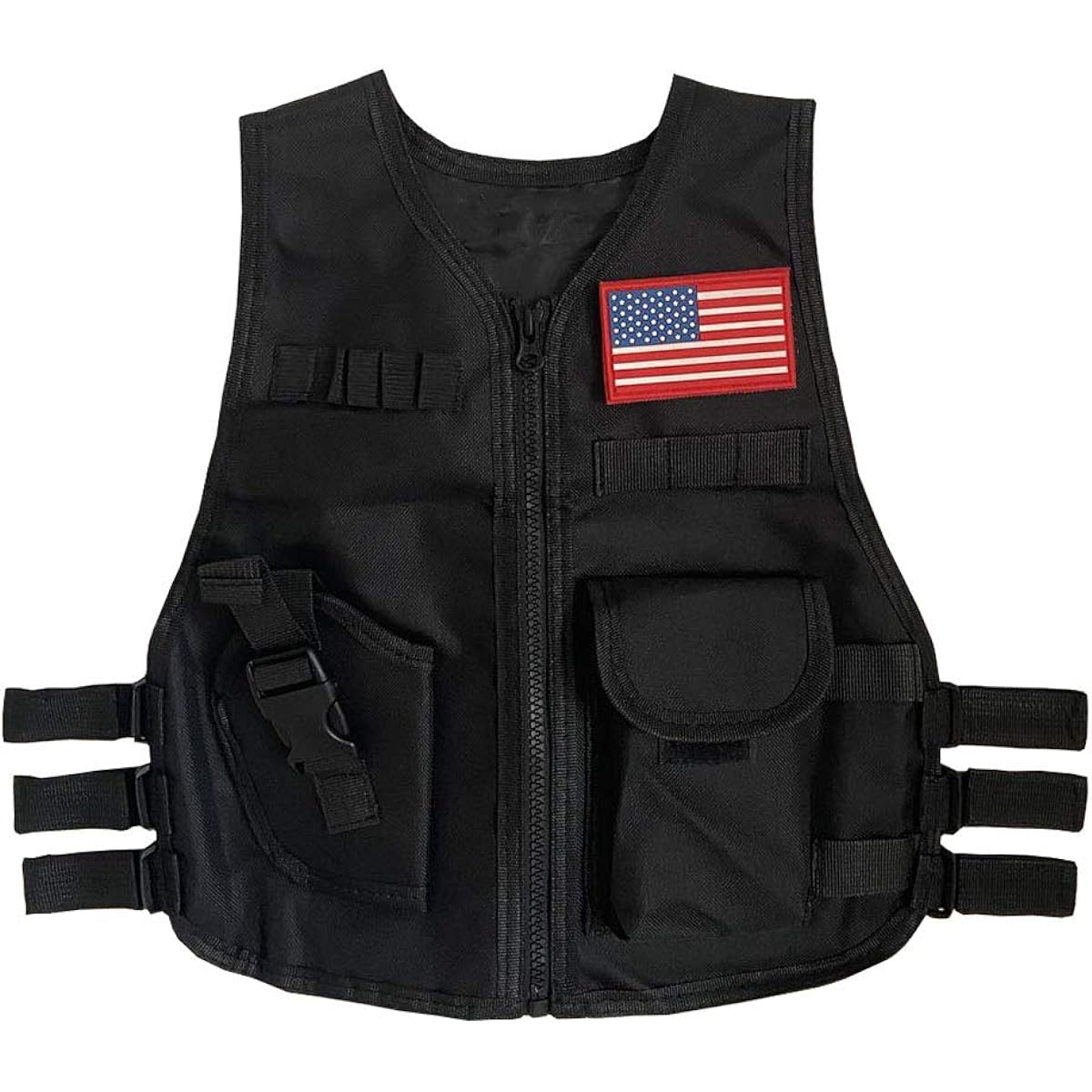 Gskids Tactical Vest for Kids Adjustable Clothing Military Fan Multicolor Black