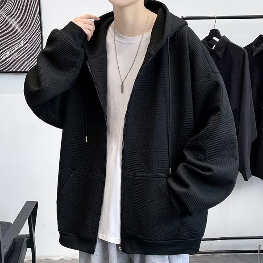 [FJLTDCP] Men's Long Sleeve T-Shirt, Large Size, Autumn, Winter, Plain, Waffle, Stylish, Hoodie, Men's T-Shirt, Men's Autumn Clothes