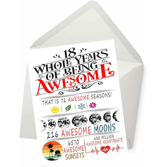 18 Years Of Being Awesome 18 Year Of Being Awesome Birthday Card for Girls Boys, 18th Teen Gift Ideas for Son Daughter, Birthday Card for Best Friend, Niece Nephew, 18th Birthday Gift Ideas (5" x 7")