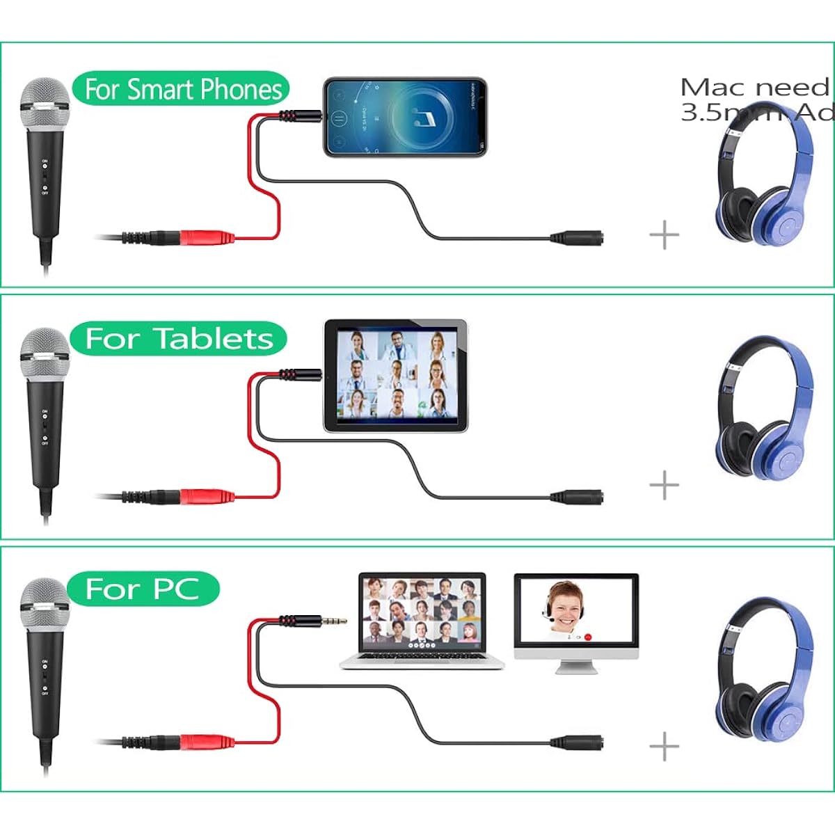 Japard Mini Recording Studio Kit with 3.5mm Jack Cable Podcast Game Recording Singing Kit Condenser Microphone Bundle Kit with Desktop Stand Broadcast Microphone for Computer