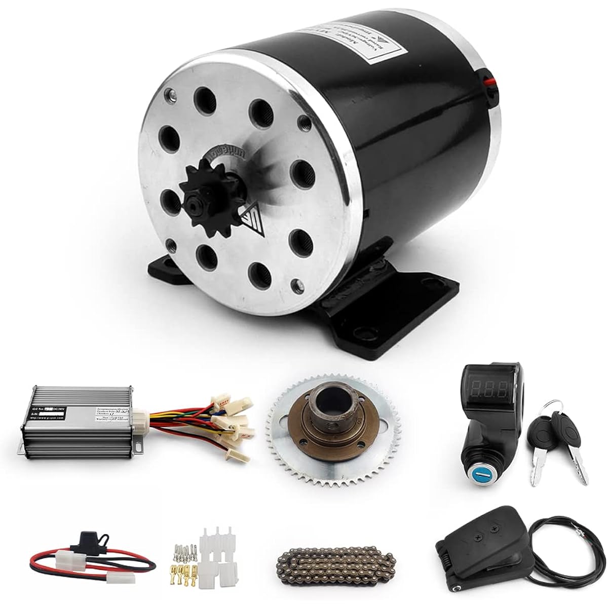 800W Electric Motor Bike Engine Kit High Speed Electric Barshed DC Motor DIY Electric Kids Go Kart Chain Drive Over 30km/h (48V Pedal Kit)